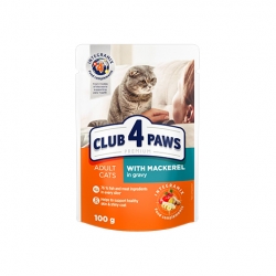 CLUB 4 PAWS PREMIUM DLA DOROSŁYCH KOTÓW Z MAKRELĄ 100G